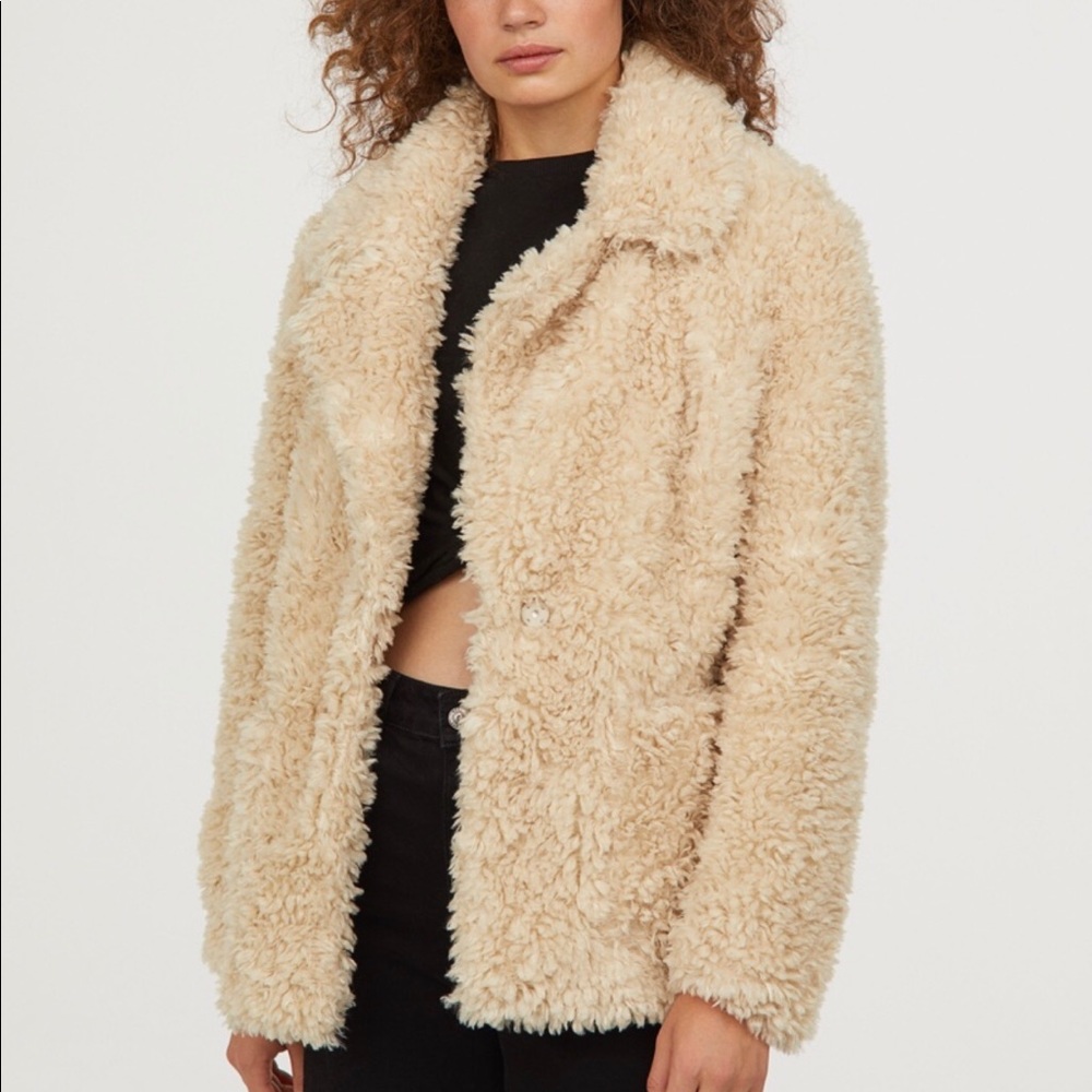 H&M off white fluffy jacket - Picture 2 of 5